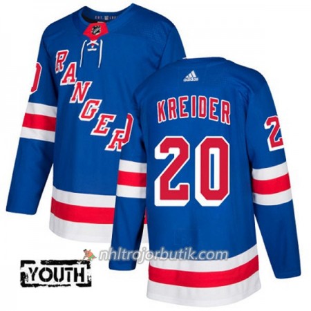 Barn Ishockey New York Rangers Tröja Chris Kreider 20 Adidas 2017-2018 Blå Authentic